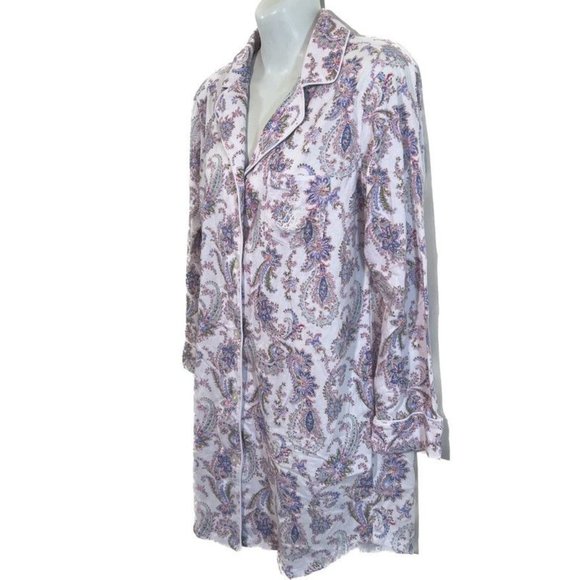 Lauren Ralph Size M Women’s Paisley Collared Button Up Nightshirt - Picture 3 of 11